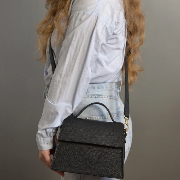 Mini Black Pebbled Leather Handbag - Picture 3 of 14